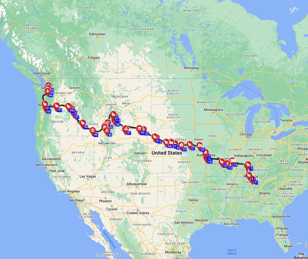 epic USA Motorhome trip from Nashville to Seattle RV route planner US